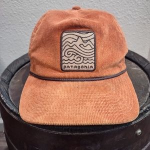 RARE PATAGONIA Seazy Breezy Corduroy Hat Saddle Rust Brown Mountains Waves Air